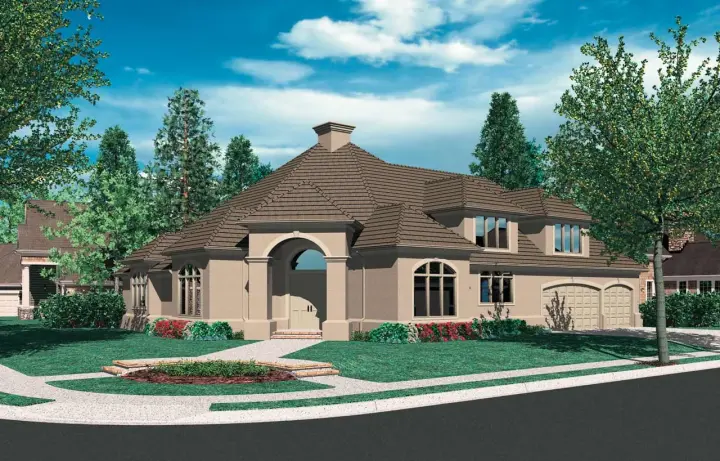 European house plans 74-391 - front exterior, 3,135 sq ft, 4 bed, 2 bath house plans | Monster House Plans