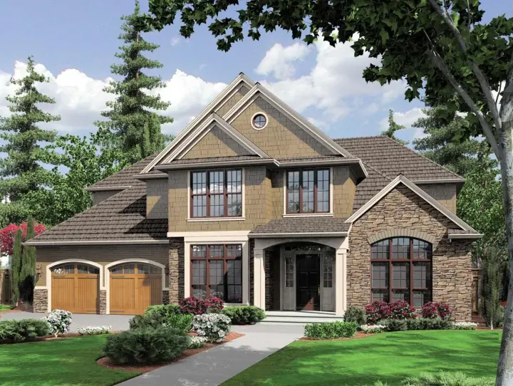 Traditional house plans 74-395 - front exterior, 4,026 sq ft, 5 bed, 3 bath house plans | Monster House Plans