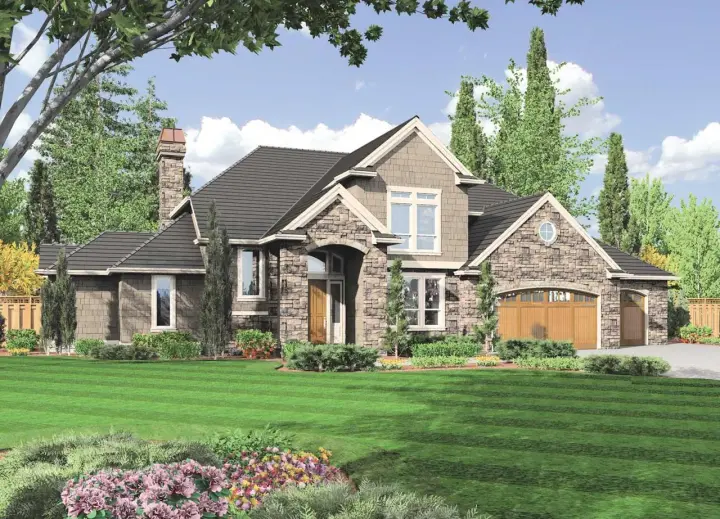 European house plans 74-410 - front exterior, 3,570 sq ft, 3 bed, 2 bath house plans | Monster House Plans