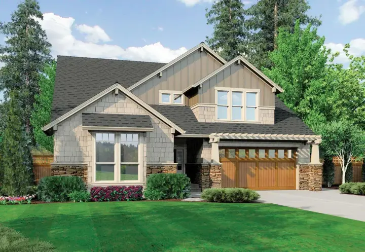 Craftsman house plans 74-416 - front exterior, 3,390 sq ft, 4 bed, 2 bath house plans | Monster House Plans
