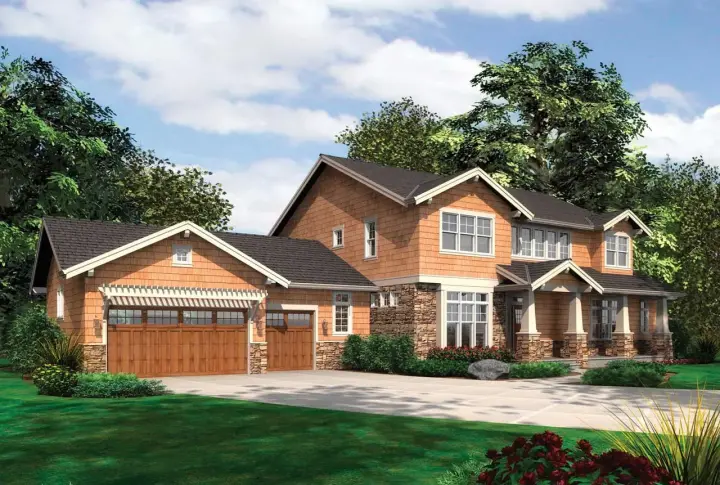 Craftsman house plans 74-417 - front exterior, 3,463 sq ft, 4 bed, 3 bath house plans | Monster House Plans