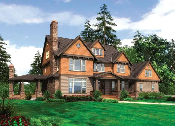 Country house plans 74-418 - front exterior, 3,936 sq ft, 4 bed, 4 bath house plans | Monster House Plans