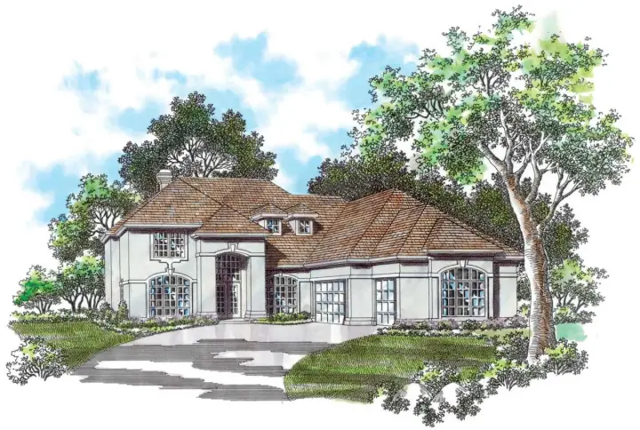Mediterranean house plans 74-436 - front exterior, 4,529 sq ft, 4 bed, 3 bath house plans | Monster House Plans