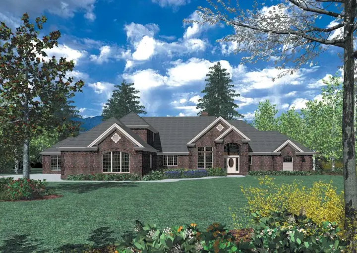 Traditional house plans 74-438 - front exterior, 4,583 sq ft, 4 bed, 4 bath house plans | Monster House Plans