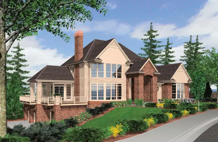 Traditional house plans 74-447 - front exterior, 4,283 sq ft, 3 bed, 3 bath house plans | Monster House Plans