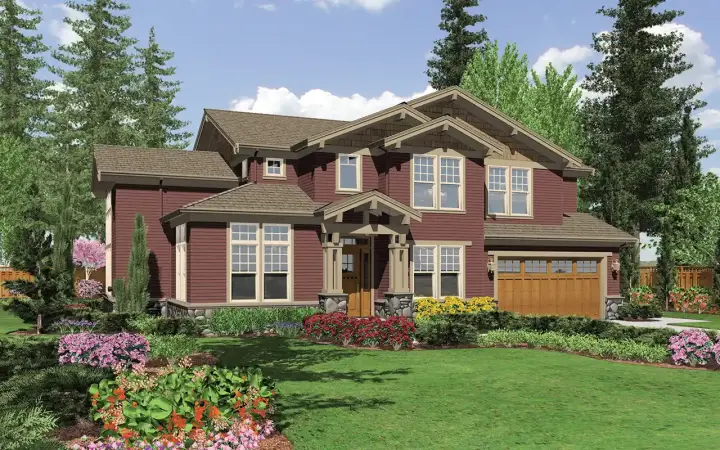 Craftsman house plans 74-453 - front exterior, 4,490 sq ft, 4 bed, 3 bath house plans | Monster House Plans