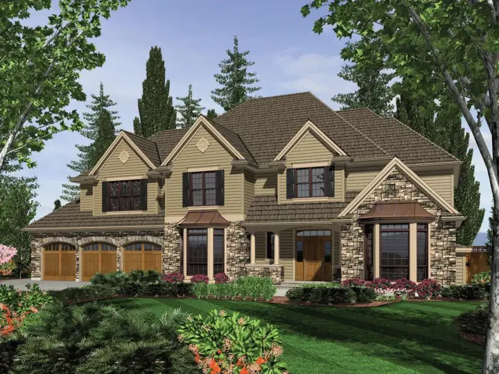 Traditional house plans 74-456 - front exterior, 5,279 sq ft, 5 bed, 4 bath house plans | Monster House Plans