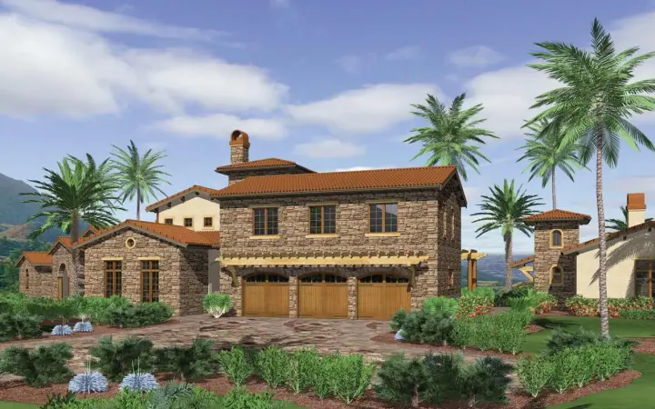 Mediterranean house plans 74-457 - front exterior, 6,484 sq ft, 5 bed, 4 bath house plans | Monster House Plans