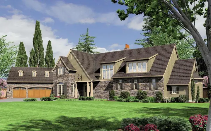 European house plans 74-464 - front exterior, 4,937 sq ft, 4 bed, 4 bath house plans | Monster House Plans