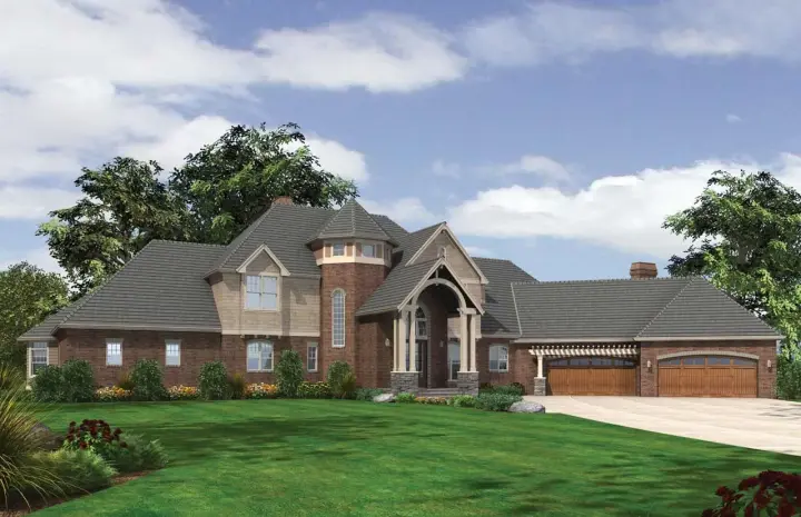 European house plans 74-471 - front exterior, 7,007 sq ft, 5 bed, 4 bath house plans | Monster House Plans