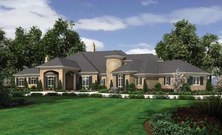 European house plans 74-478 - front exterior, 9,787 sq ft, 8 bed, 6 bath house plans | Monster House Plans
