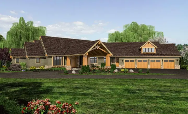 Craftsman house plans 74-479 - front exterior, 4,339 sq ft, 4 bed, 4 bath house plans | Monster House Plans
