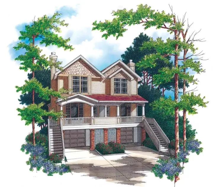 Craftsman house plans 74-494 - front exterior, 3,588 sq ft, 2 bed, 2 bath house plans | Monster House Plans