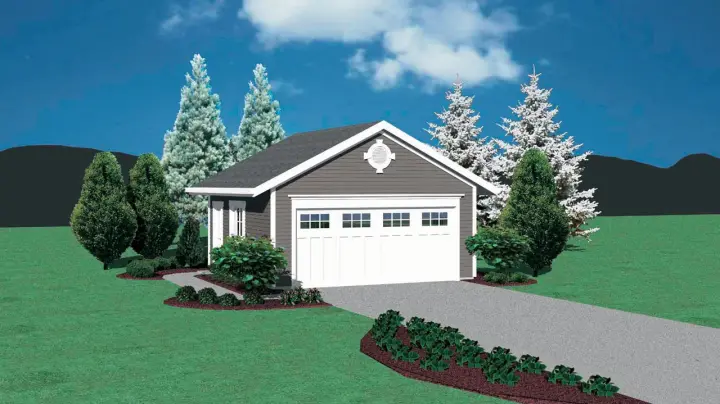 Traditional house plans 74-517 - front exterior, 400 sq ft, 0 bed, 0 bath house plans | Monster House Plans