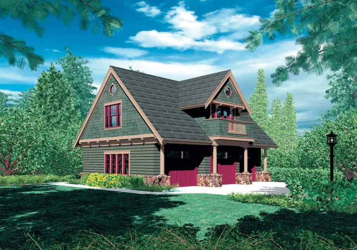 Cottage house plans 74-518 - front exterior, 908 sq ft, 2 bed, 1 bath house plans | Monster House Plans