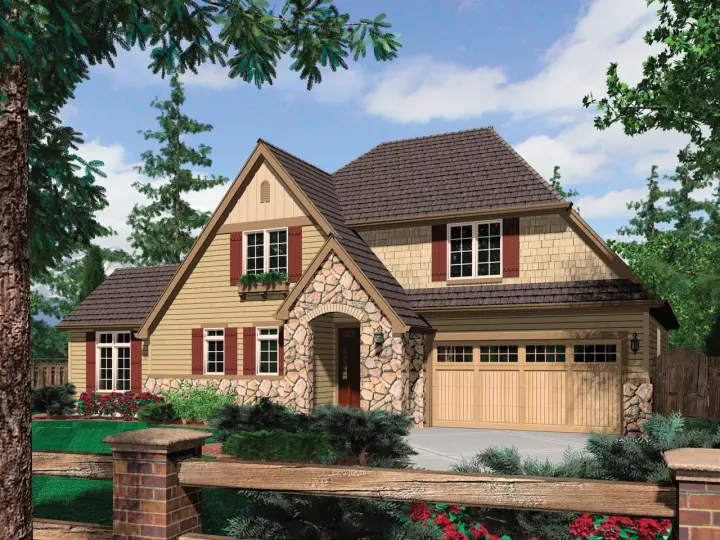 Cottage house plans 74-534 - front exterior, 1,901 sq ft, 3 bed, 2 bath house plans | Monster House Plans