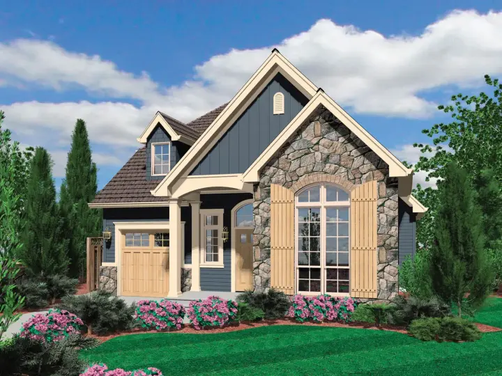 Cottage house plans 74-536 - front exterior, 1,604 sq ft, 2 bed, 2 bath house plans | Monster House Plans