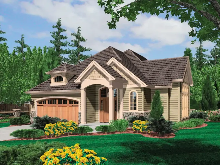 Cottage house plans 74-537 - front exterior, 1,905 sq ft, 2 bed, 2 bath house plans | Monster House Plans