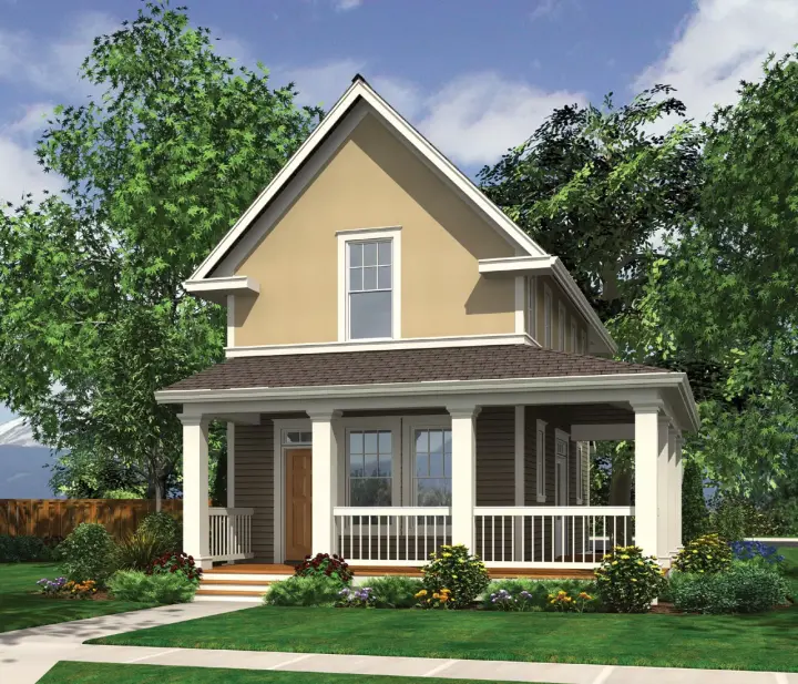 Country house plans 74-551 - front exterior, 1,076 sq ft, 2 bed, 2 bath house plans | Monster House Plans