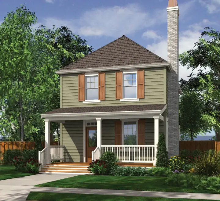 Cottage house plans 74-554 - front exterior, 1,490 sq ft, 3 bed, 2 bath house plans | Monster House Plans