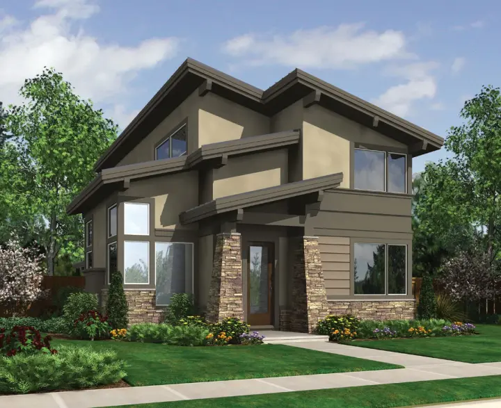Contemporary house plans 74-556 - front exterior, 1,986 sq ft, 3 bed, 2 bath house plans | Monster House Plans