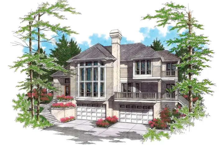 Contemporary house plans 74-567 - front exterior, 2,672 sq ft, 3 bed, 2 bath house plans | Monster House Plans