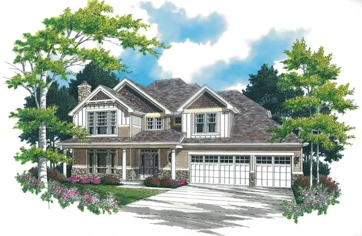 Craftsman house plans 74-576 - front exterior, 2,977 sq ft, 4 bed, 2 bath house plans | Monster House Plans
