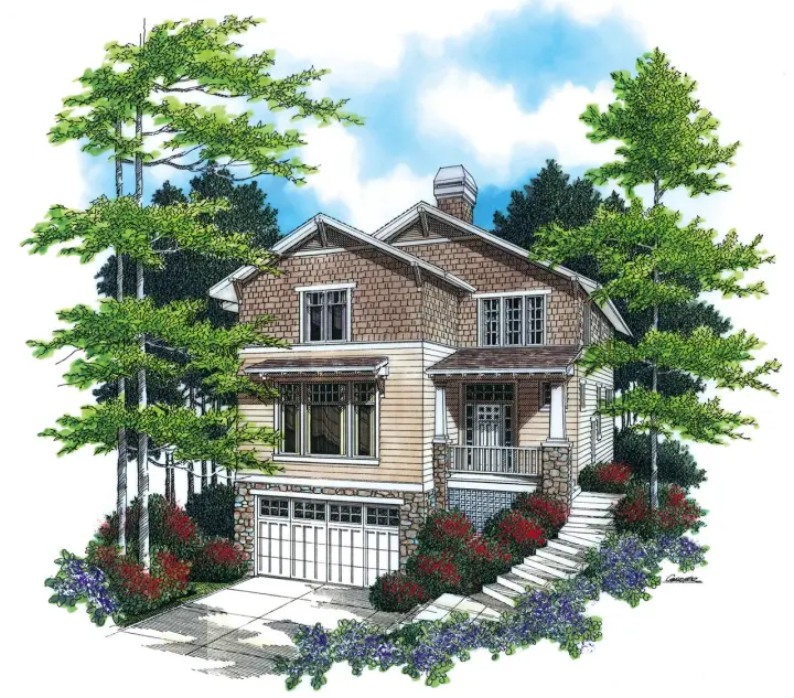 Craftsman house plans 74-578 - front exterior, 2,956 sq ft, 3 bed, 3 bath house plans | Monster House Plans