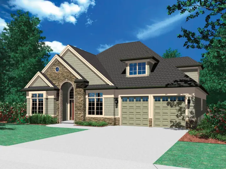 Traditional house plans 74-587 - front exterior, 2,280 sq ft, 5 bed, 2 bath house plans | Monster House Plans
