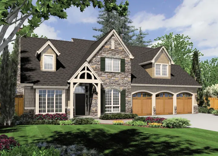 Craftsman house plans 74-588 - front exterior, 4,069 sq ft, 5 bed, 3 bath house plans | Monster House Plans