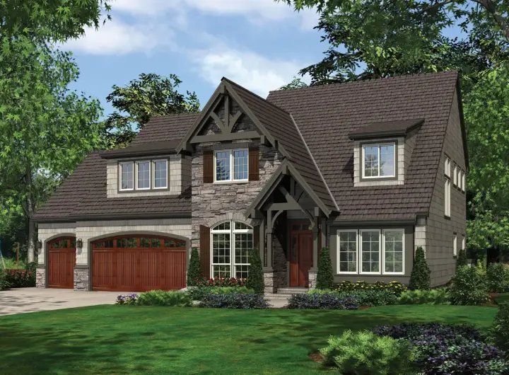 Craftsman house plans 74-592 - front exterior, 2,729 sq ft, 5 bed, 2 bath house plans | Monster House Plans