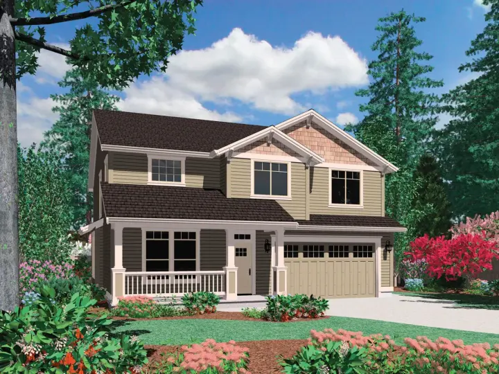 Craftsman house plans 74-595 - front exterior, 2,222 sq ft, 4 bed, 2 bath house plans | Monster House Plans