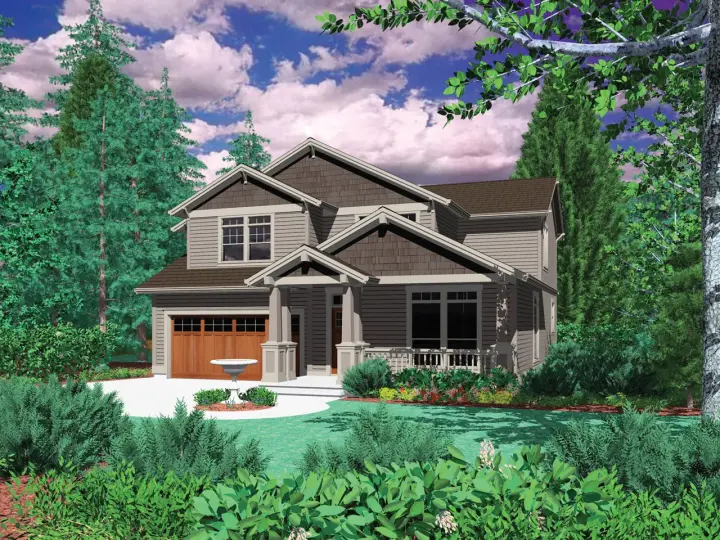 Craftsman house plans 74-597 - front exterior, 2,237 sq ft, 4 bed, 3 bath house plans | Monster House Plans