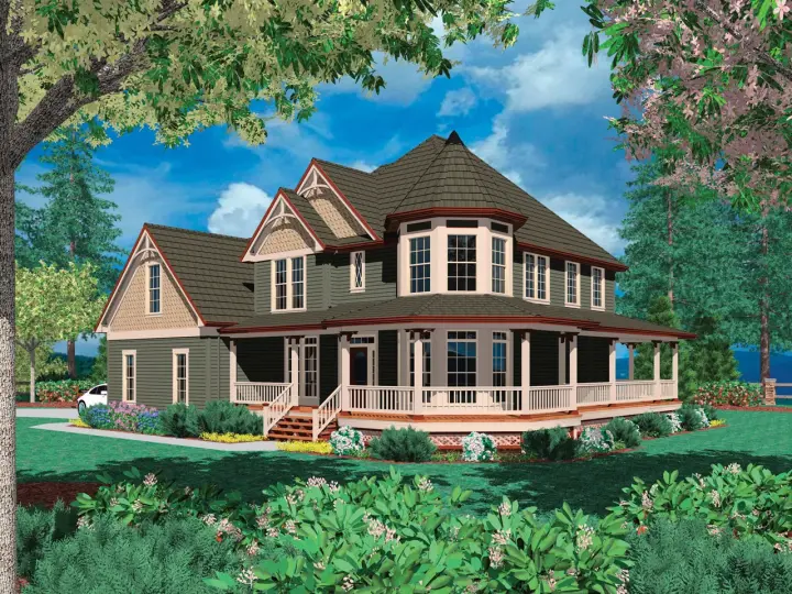 Country house plans 74-600 - front exterior, 2,518 sq ft, 4 bed, 3 bath house plans | Monster House Plans
