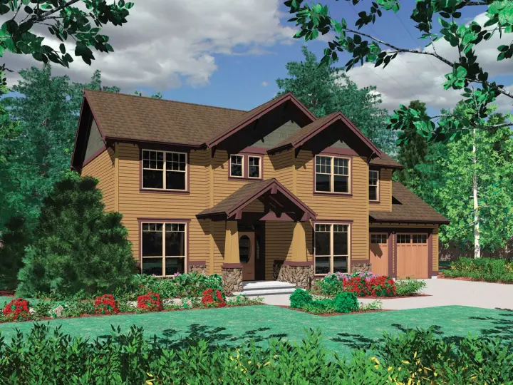 Craftsman house plans 74-602 - front exterior, 2,000 sq ft, 3 bed, 2 bath house plans | Monster House Plans
