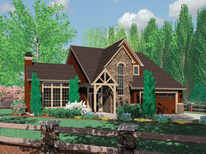 Craftsman house plans 74-604 - front exterior, 2,277 sq ft, 4 bed, 3 bath house plans | Monster House Plans