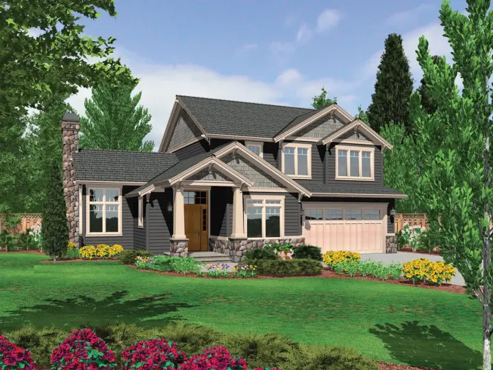 Craftsman house plans 74-624 - front exterior, 2,124 sq ft, 3 bed, 2 bath house plans | Monster House Plans