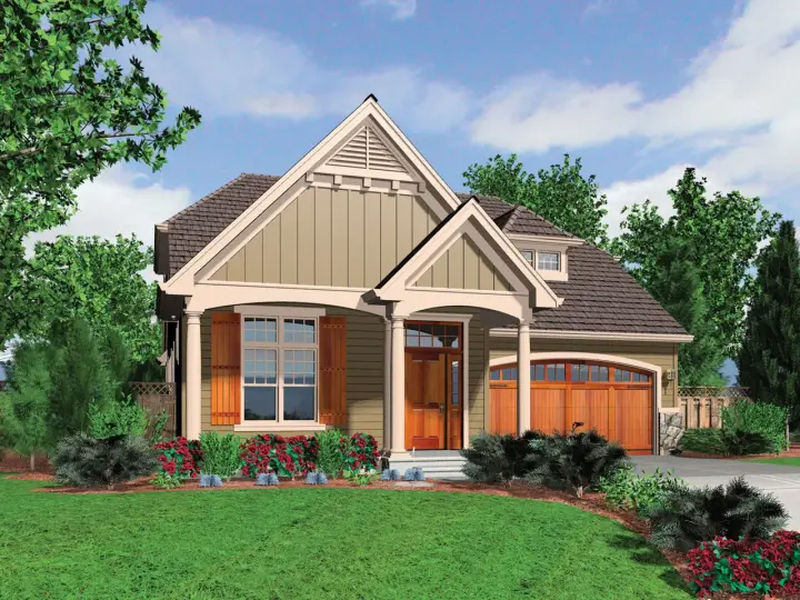 Cottage house plans 74-628 - front exterior, 2,032 sq ft, 3 bed, 2 bath house plans | Monster House Plans