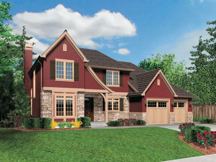 French Country house plans 74-630 - front exterior, 2,277 sq ft, 5 bed, 2 bath house plans | Monster House Plans
