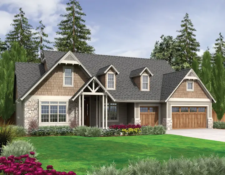 Cottage house plans 74-644 - front exterior, 2,591 sq ft, 3 bed, 2 bath house plans | Monster House Plans