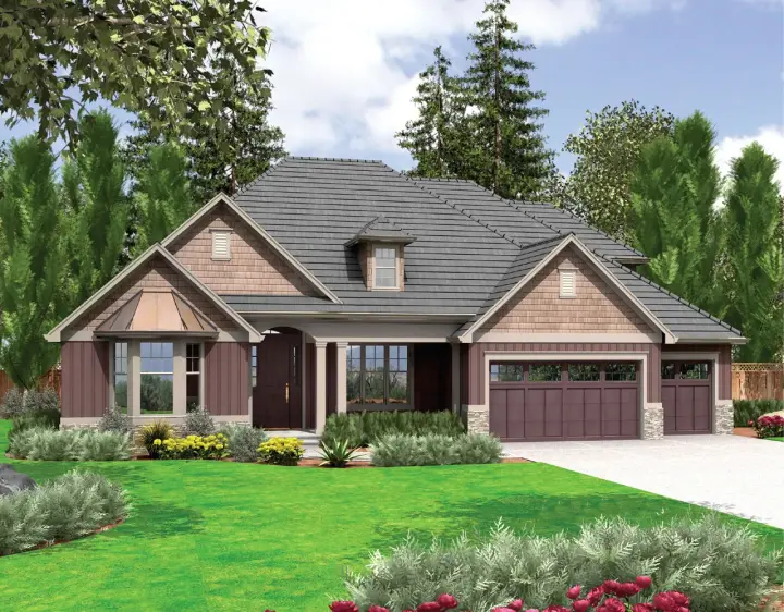 Craftsman house plans 74-645 - front exterior, 2,595 sq ft, 3 bed, 2 bath house plans | Monster House Plans