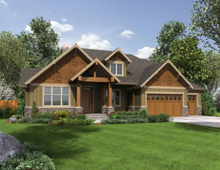 Craftsman house plans 74-646 - front exterior, 2,735 sq ft, 3 bed, 2 bath house plans | Monster House Plans