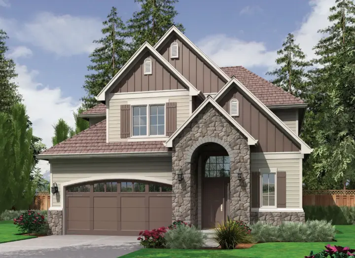Cottage house plans 74-654 - front exterior, 2,100 sq ft, 4 bed, 2 bath house plans | Monster House Plans