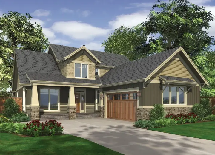 Craftsman house plans 74-659 - front exterior, 2,507 sq ft, 3 bed, 2 bath house plans | Monster House Plans