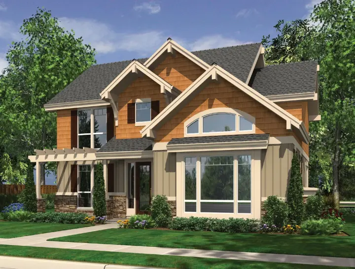 Craftsman house plans 74-661 - front exterior, 2,441 sq ft, 4 bed, 2 bath house plans | Monster House Plans