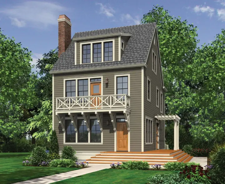 Colonial house plans 74-665 - front exterior, 2,313 sq ft, 3 bed, 2 bath house plans | Monster House Plans