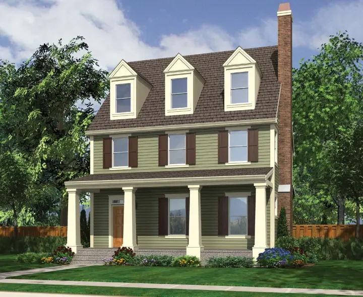 Colonial house plans 74-666 - front exterior, 2,696 sq ft, 3 bed, 3 bath house plans | Monster House Plans