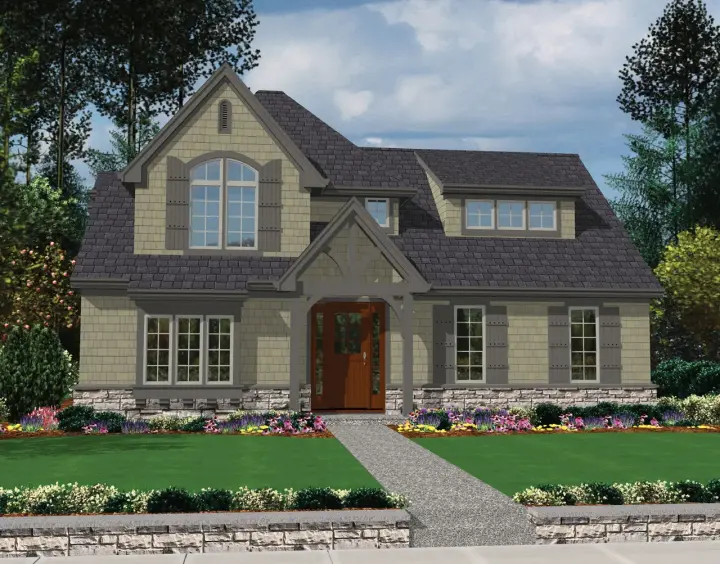 Cottage house plans 74-669 - front exterior, 2,066 sq ft, 3 bed, 2 bath house plans | Monster House Plans