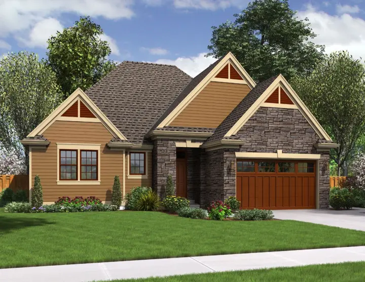 Craftsman house plans 74-682 - front exterior, 1,624 sq ft, 3 bed, 2 bath house plans | Monster House Plans