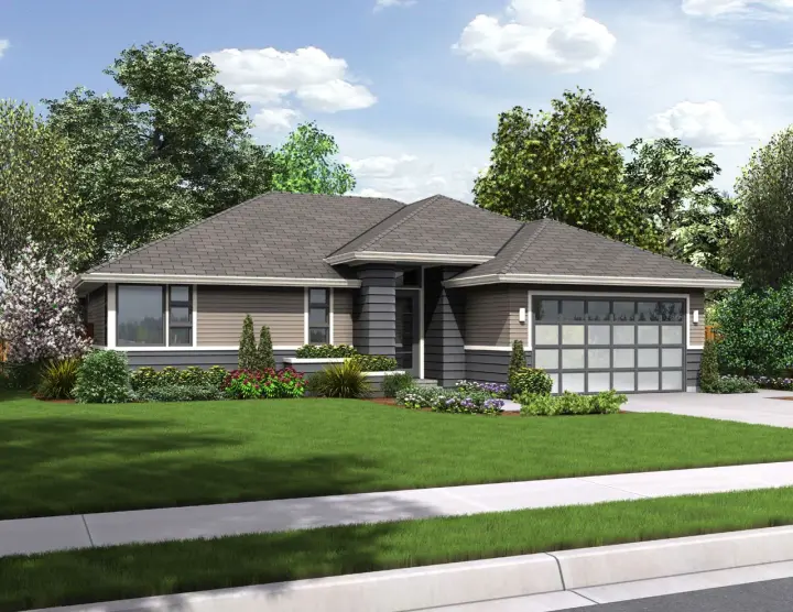 Contemporary house plans 74-684 - front exterior, 1,608 sq ft, 3 bed, 2 bath house plans | Monster House Plans